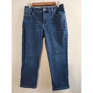 Chico's So Slimming Women's Denim Capri Pants Blue Size .5 (6) Stretch Cropped